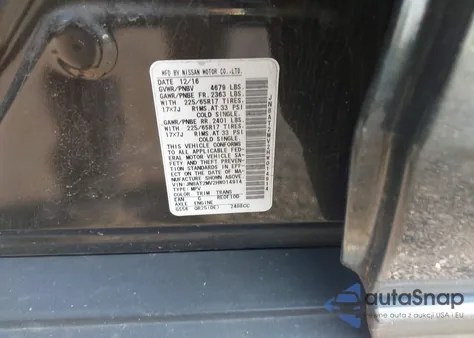 2017 Nissan Rogue S/Sl/Sv from USA, damaged, VIN JN8AT2MV2HW014914